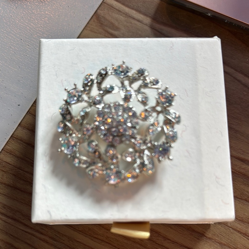 Vintage  Silver Crystal Brooch